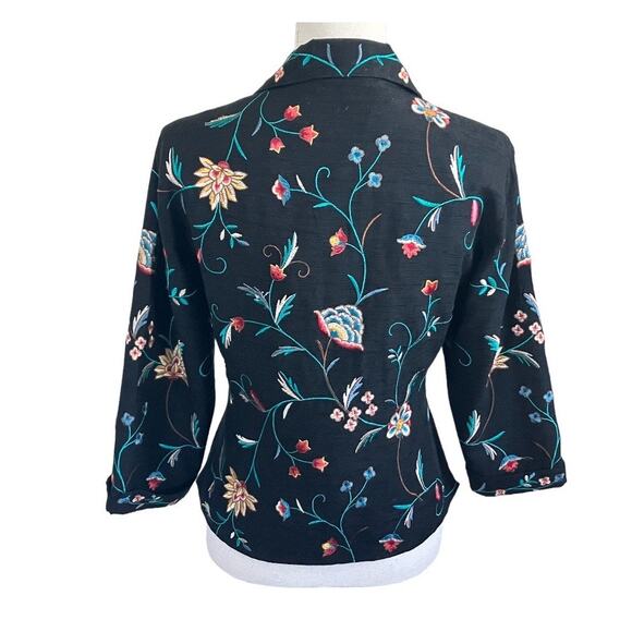 Silk Land 100% Silk Embroidered Black Blazer Small - Picture 2 of 6